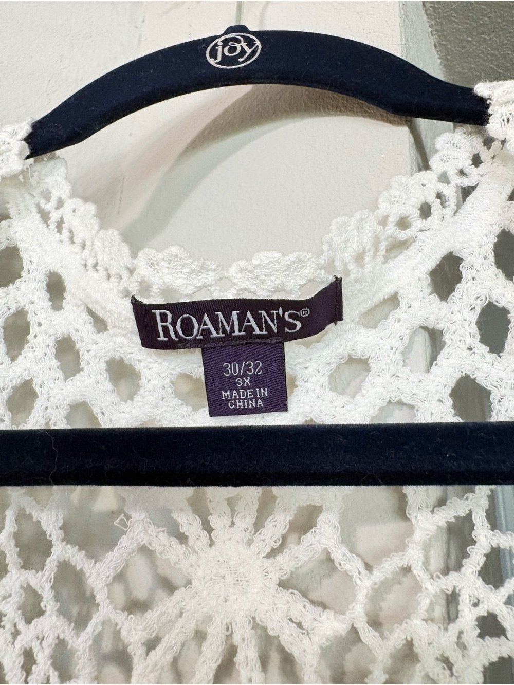 Roaman's Plus Size White Crochet Longline Openwork Cardigan - Picture 2 of 16
